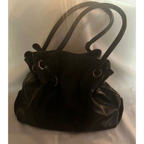 FURLA Vintage Carmen Black Smooth Leather Medium Handbag/Tote Made In Italy 1998 - Picture 1 of 11